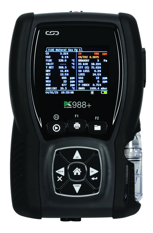Analizador de gases de combustión KANE988+ para medición precisa de eficiencia, emisiones y seguridad en equipos de combustión industrial y comercial